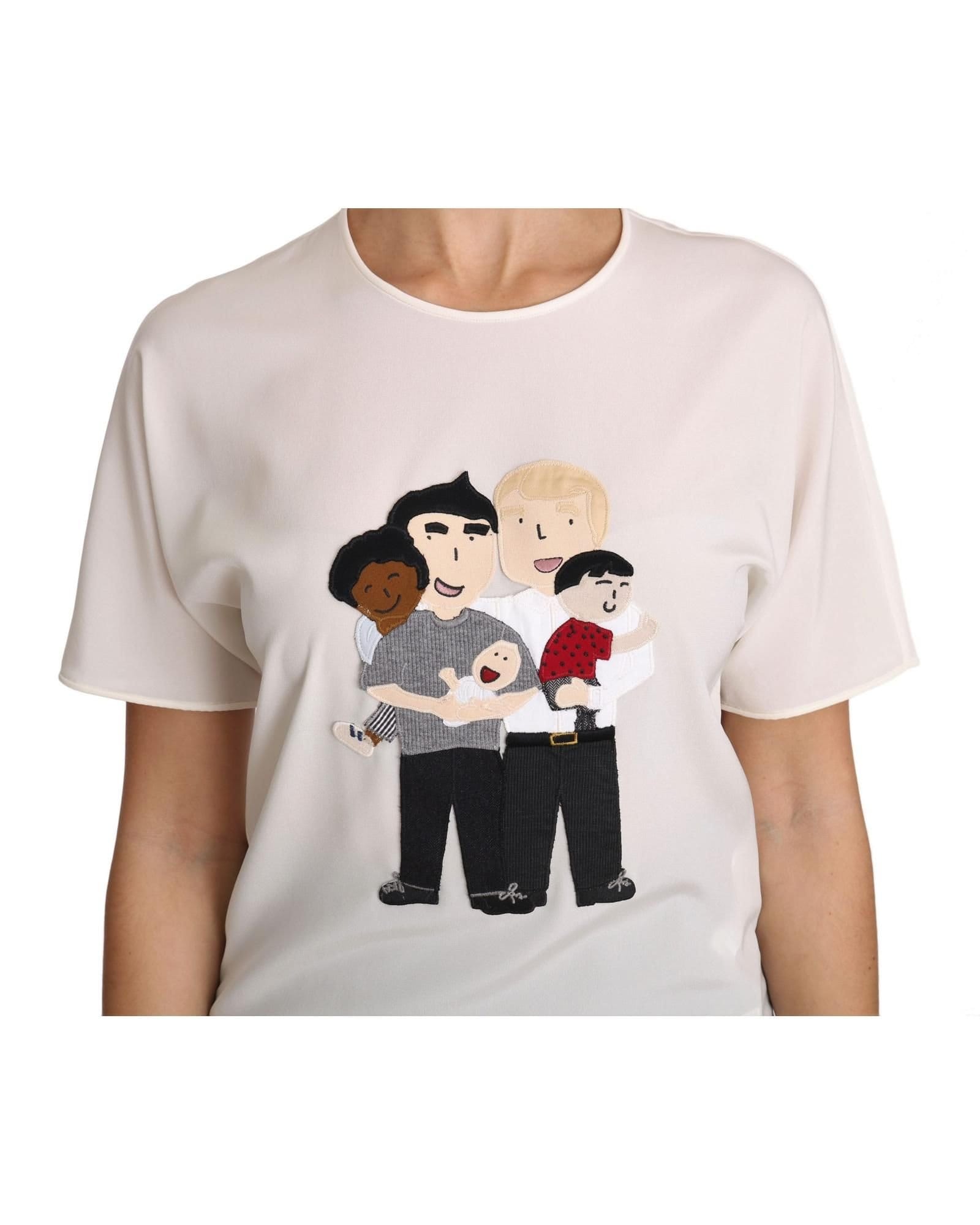 Dolce & Gabbana Dolce & Gabbana Women's White Silk Stretch #dgfamily T-shirt - 4