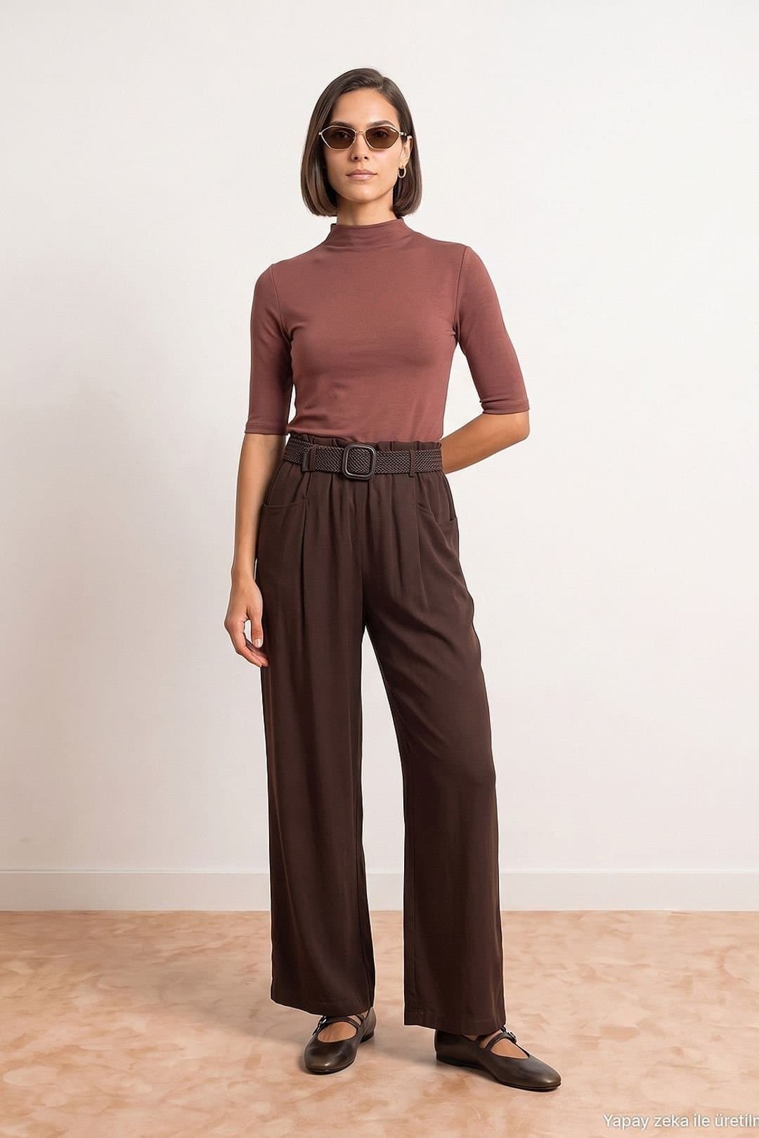 Dilvin Dilvin Women's Tencel Pants in Chocolate