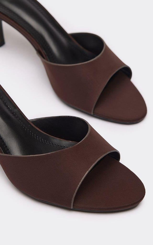 EGO Wellz Peep Toe Kitten Heeled Mule In Brown, Women's Size UK 3 - 2