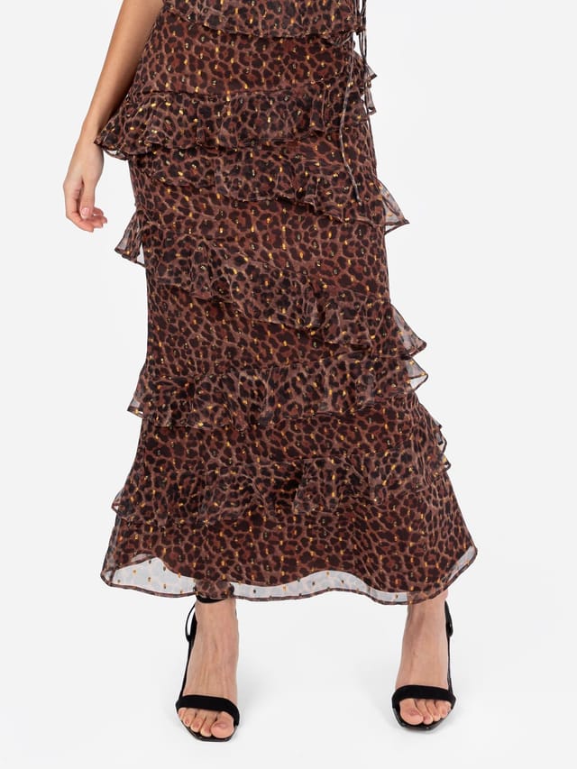 Anaya with Love Anaya with Love Women's Animal Print Maxi Skirt in Brown - 2