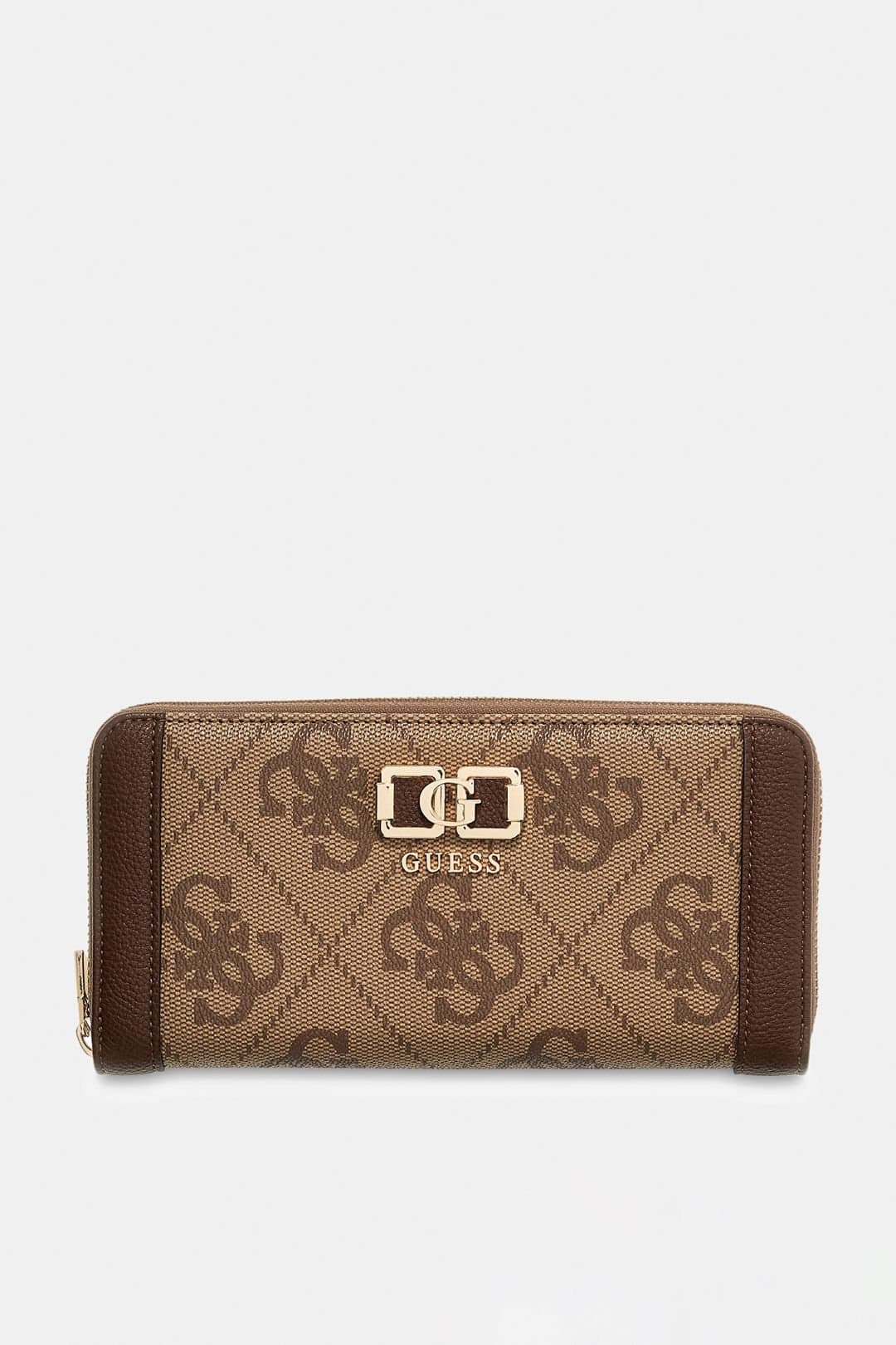 Guess Guess Women's Karnilla Logo Slg Large Zip Around Latte in Taupe