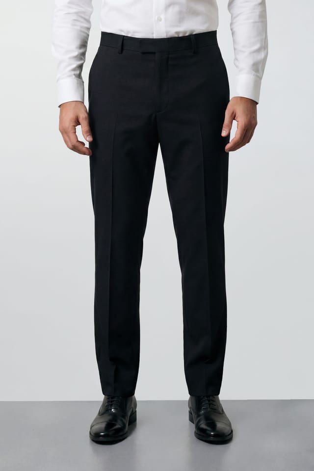 Burton Burton Men's Plus & Tall Black Essential Tuxedo Suit Trousers - 2
