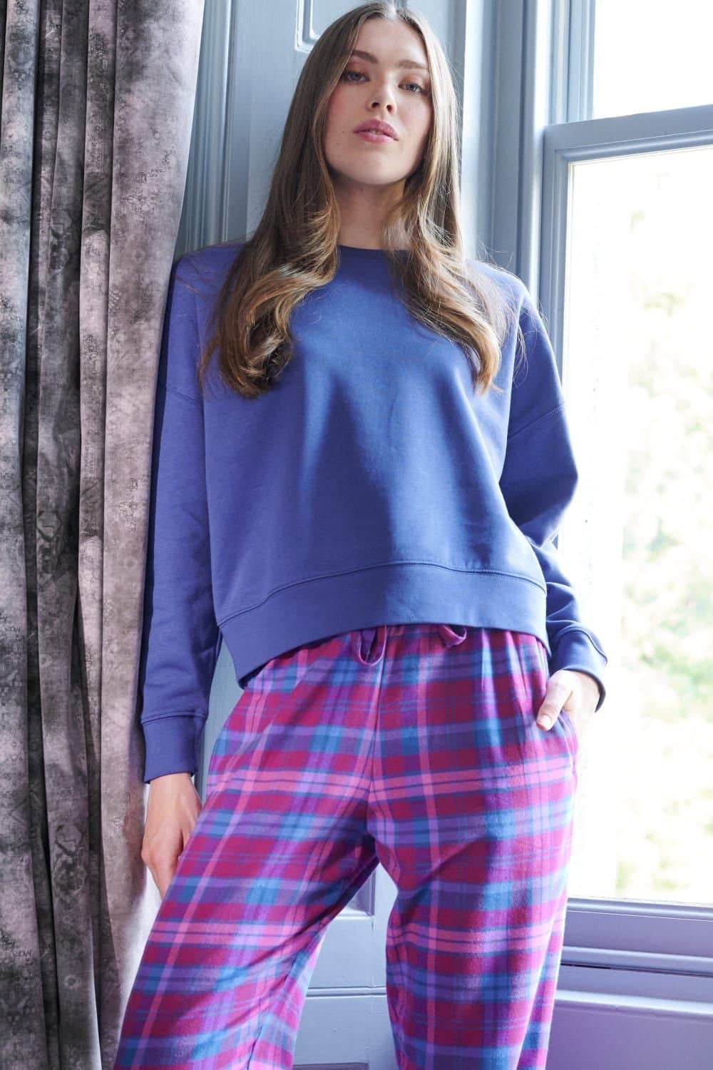British Boxers British Boxers Women's "Purply Blue" Cotton Lounge Sweatshirt in Purple