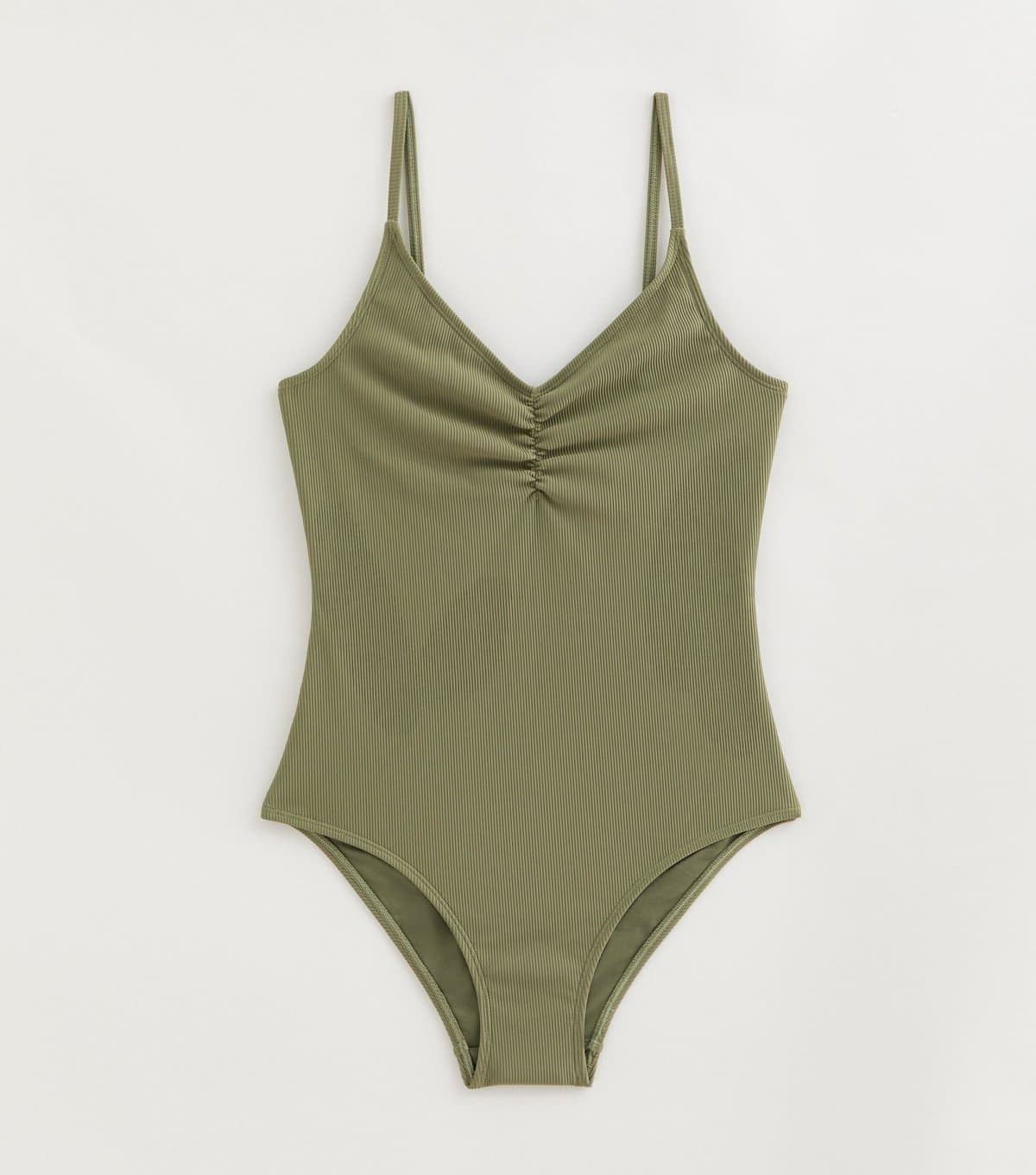 New Look New Look Olive Ruched Front Swimsuit