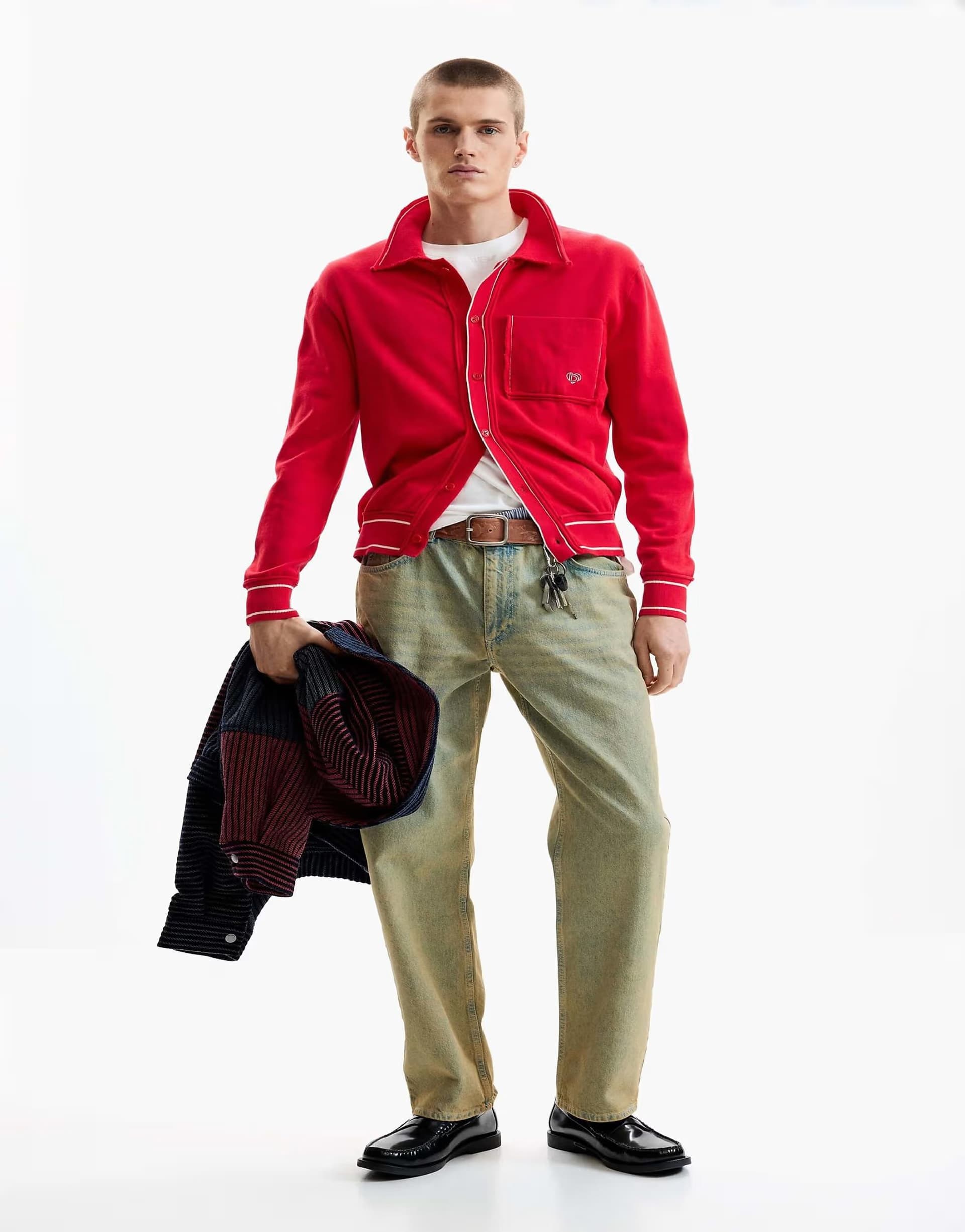 ASOS Desigual Fine sweater with buttons in red - RED