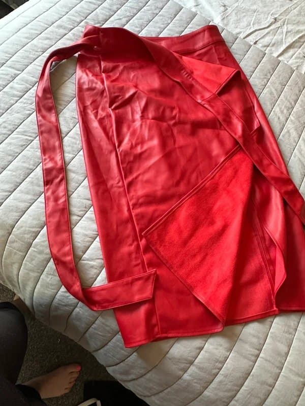 Never Fully Dressed Never fully dressed red leather wrap skirt
