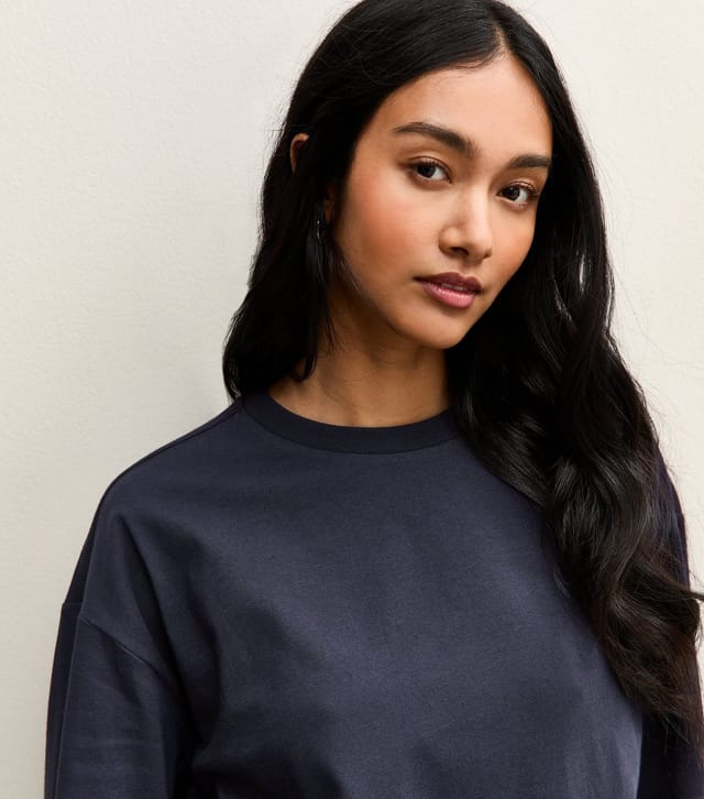 New Look Women's Navy Heavyweight Cotton Long Sleeve T-Shirt New Look - 2