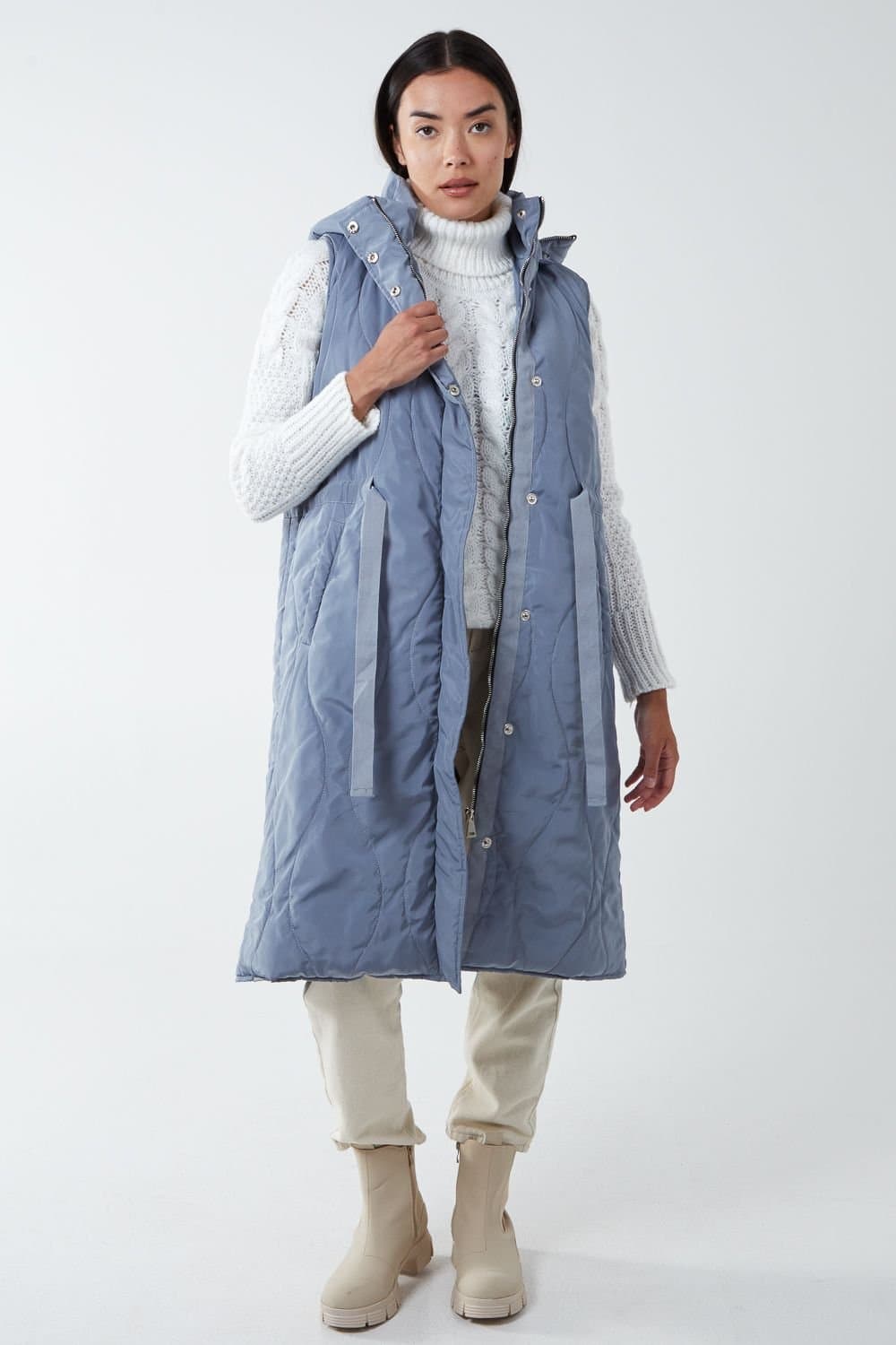 Blue Vanilla Blue Vanilla Women's Onion Quilted Gilet in Dark Grey