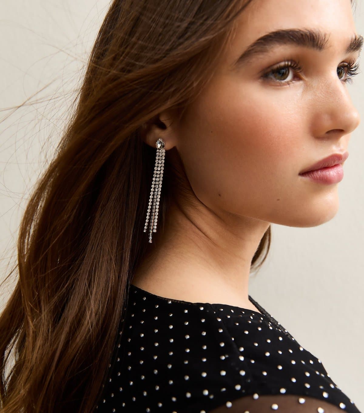 New Look New Look Silver Tone Long Diamante Tassel Earrings