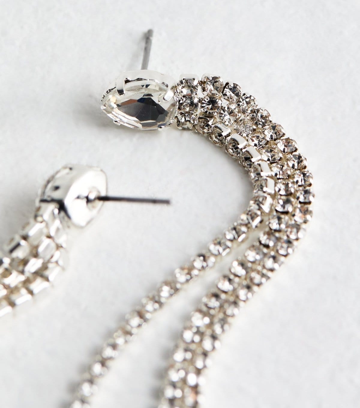 New Look Silver Tone Long Diamante Tassel Earrings New Look - 4