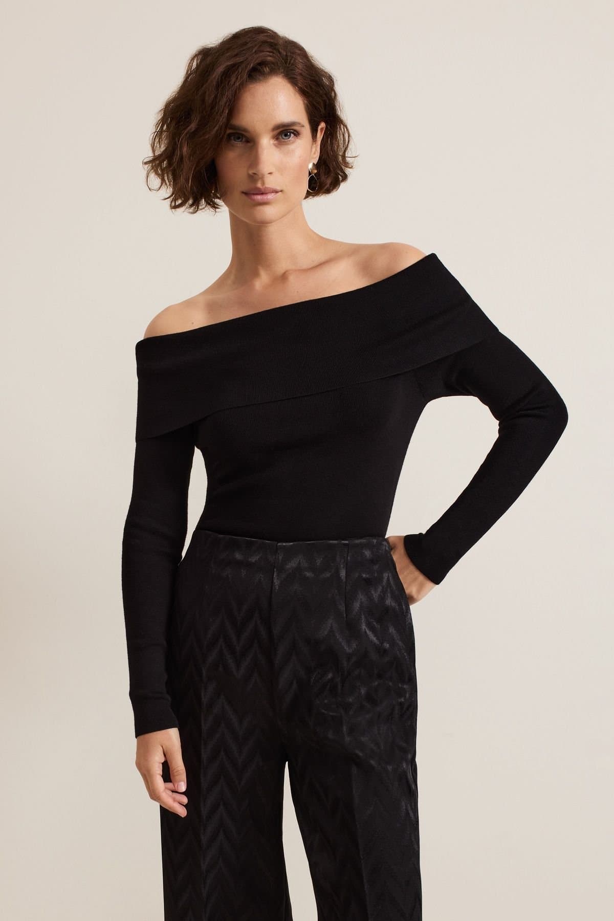 Phase Eight Phase Eight True Black Fine Knit Bardot Top