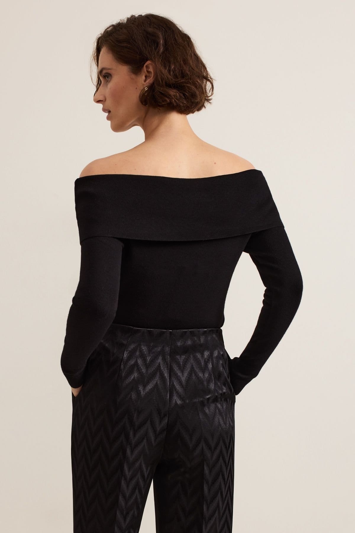 Phase Eight Phase Eight Women's Nya Fine Knit Bardot Top in True Black - 4