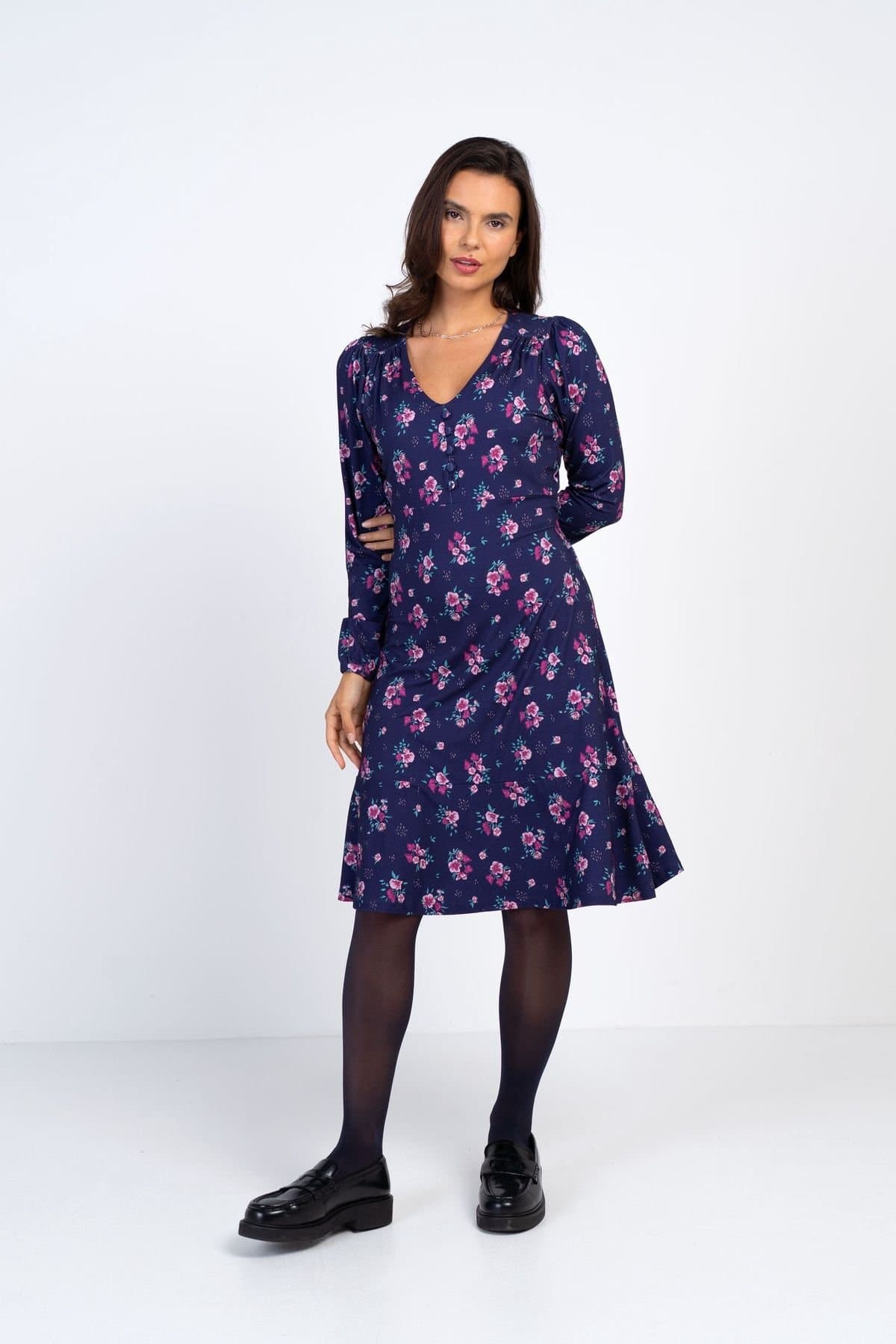 Kettlewell Kettlewell Women's Printed Jersey Dress in Navy