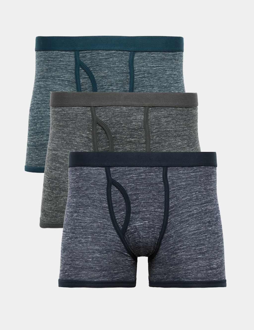 Marks & Spencer M&S 3 Pack Cotton Stretch Space Dye Trunks Multi