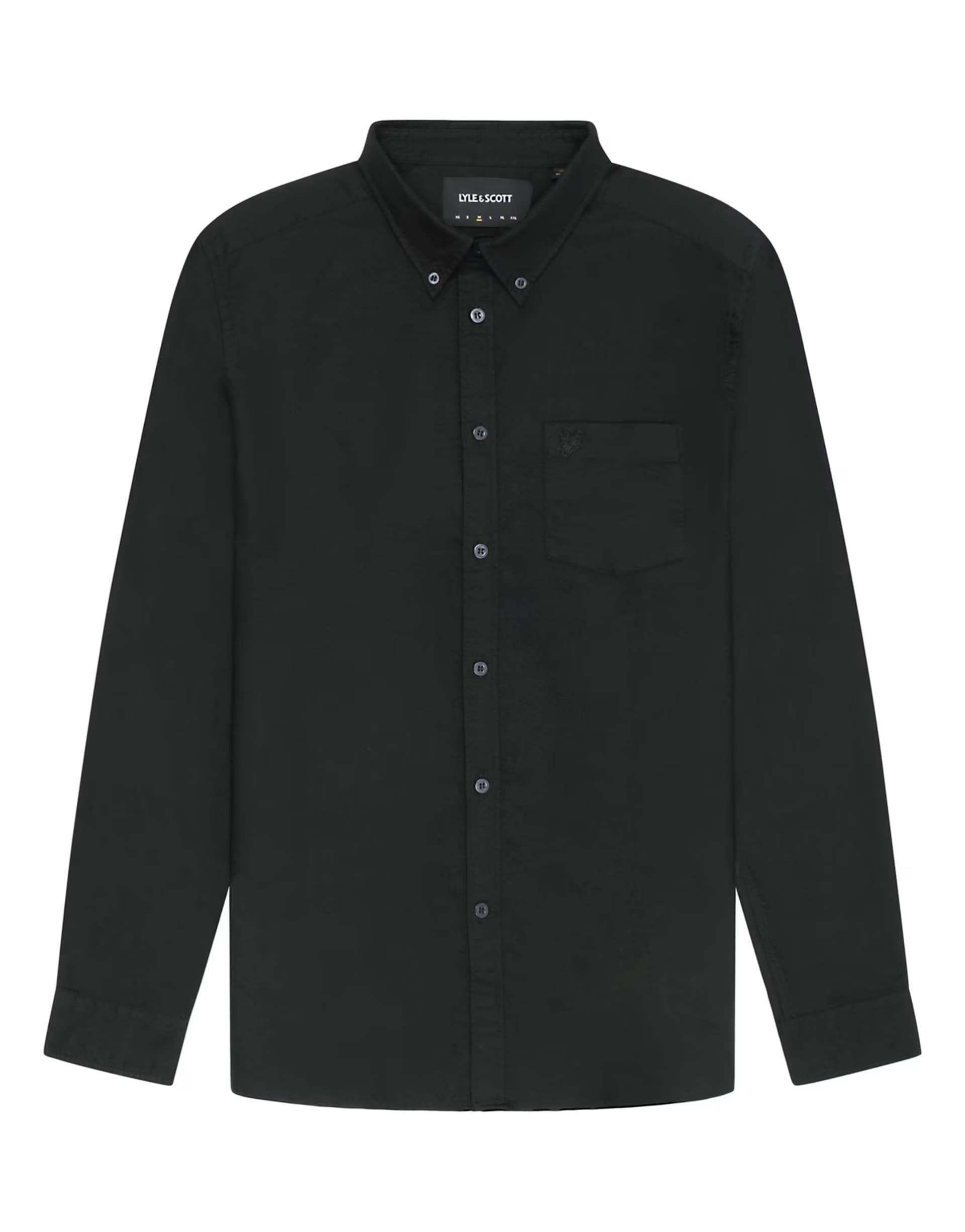 ASOS Lyle & Scott Ls woven shirts tonal eagle plain oxford shirt in z865 jet black