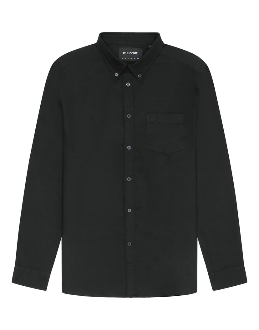 ASOS Lyle & Scott Ls woven shirts tonal eagle plain oxford shirt in z865 jet black - 1