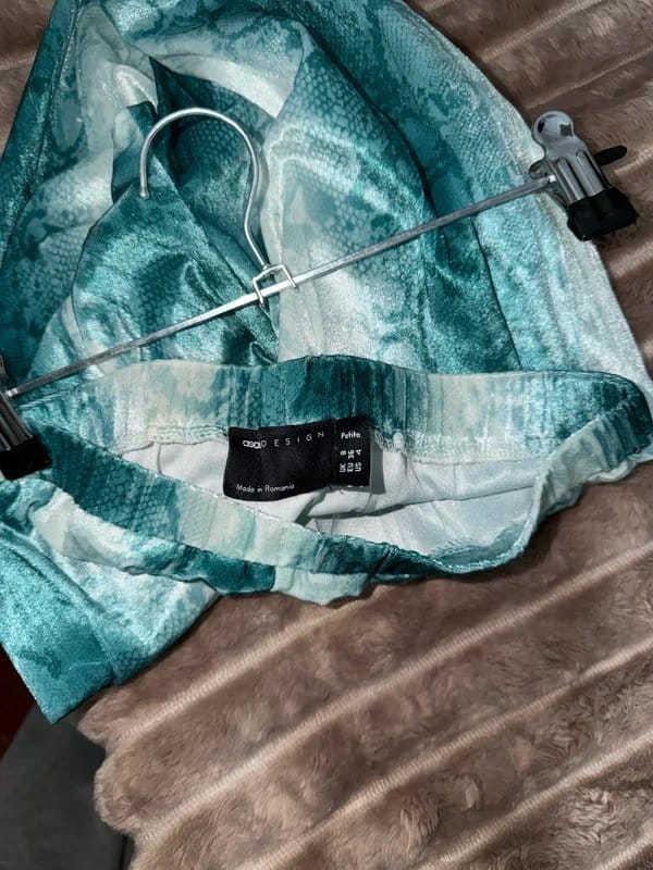 ASOS Design 🐍 Asos Design Teal Snake Print Velvet Flares | Size UK 8 Petite | NWOT 🐍 - 1