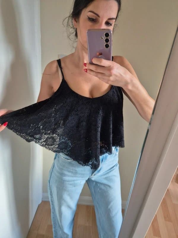 New Look New look black lace crop top