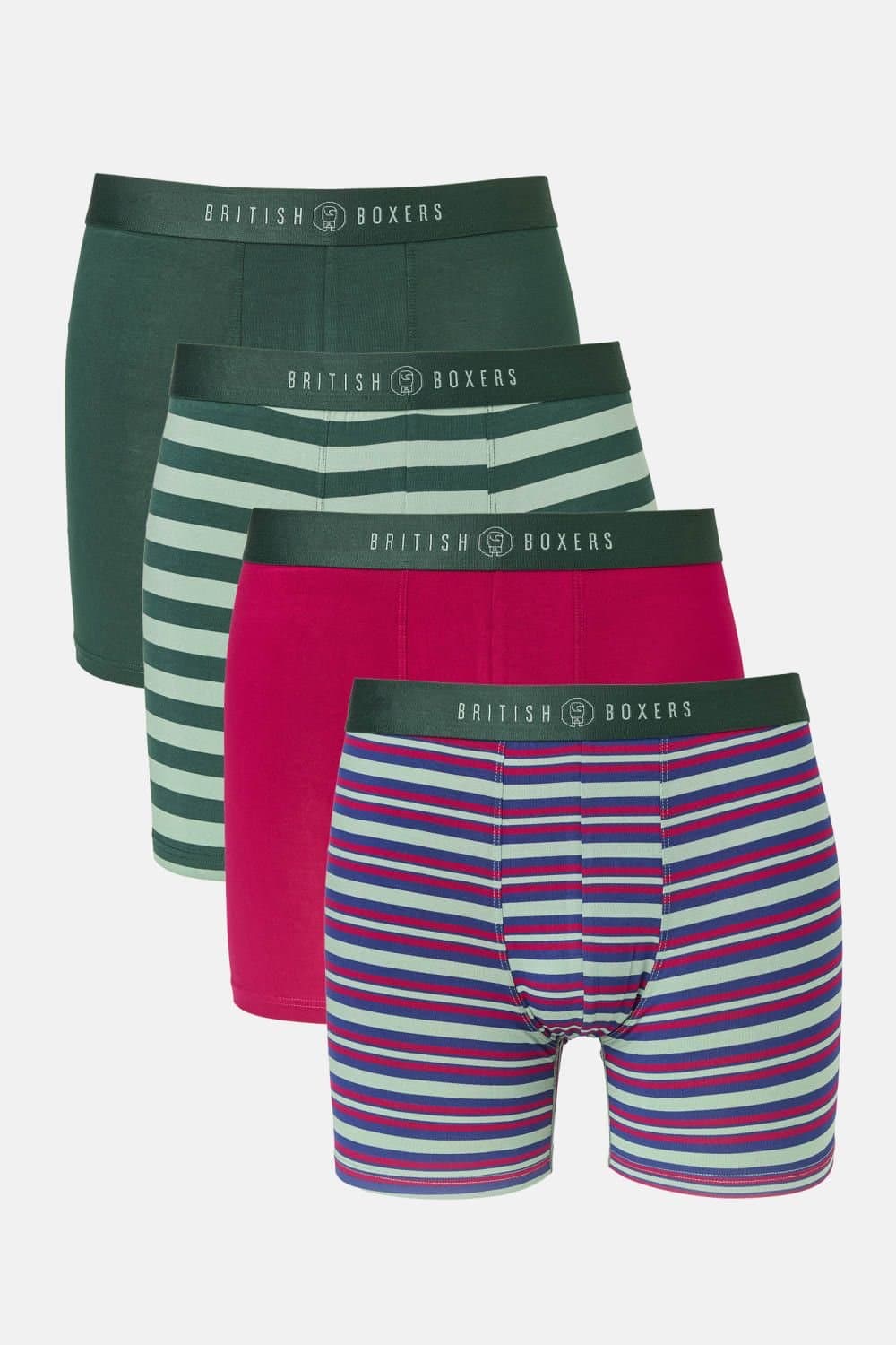 British Boxers British Boxers Men's Pack of Four "Forest Berry" Bamboo Stretch Trunks