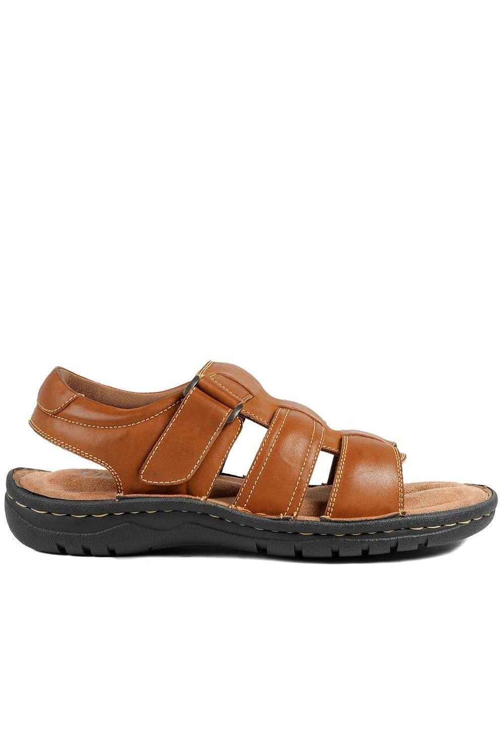 Pavers Pavers Men's Leather Buckle Fastening Sandals in Tan - 2