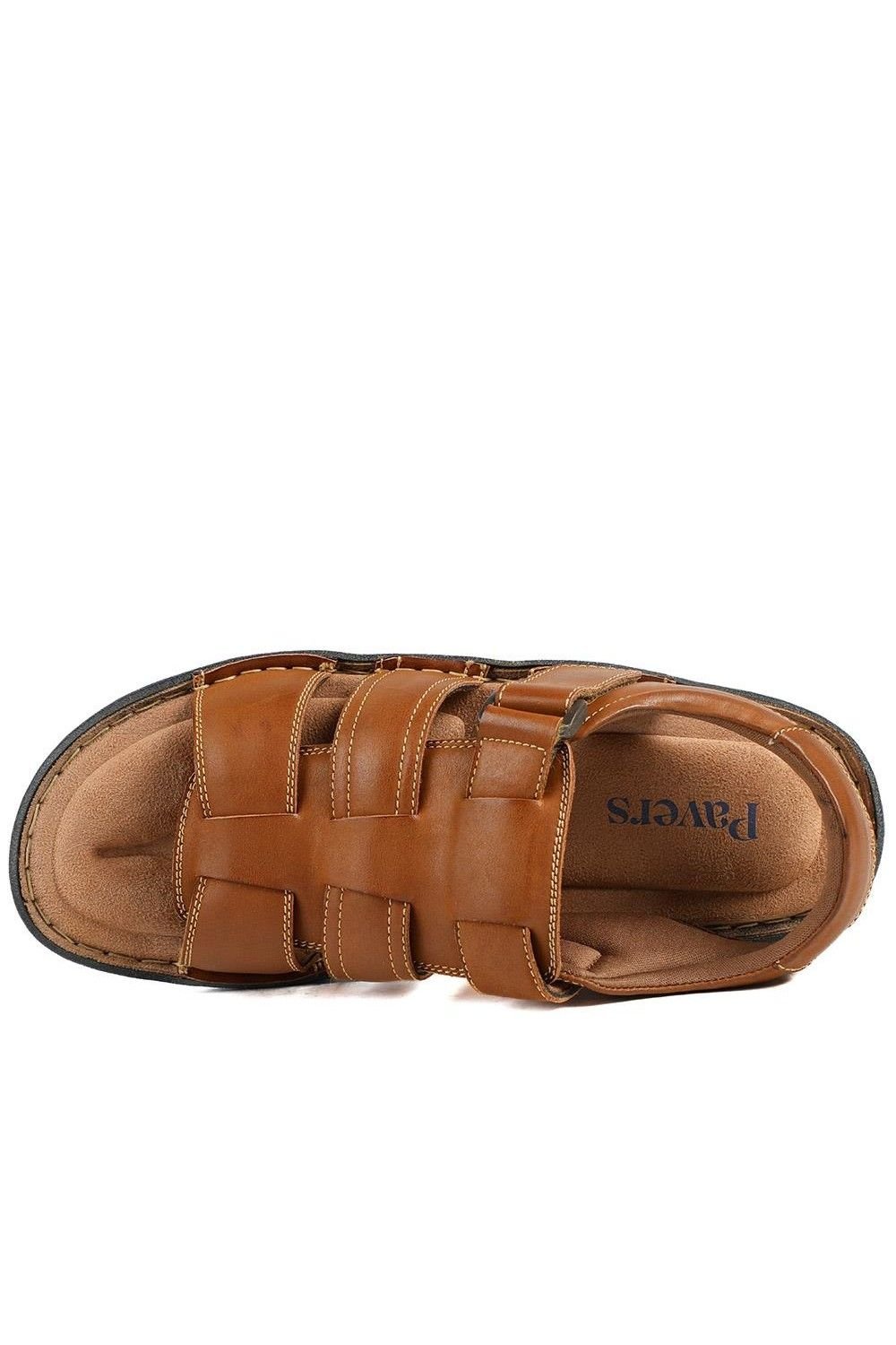 Pavers Pavers Men's Leather Buckle Fastening Sandals in Tan - 4