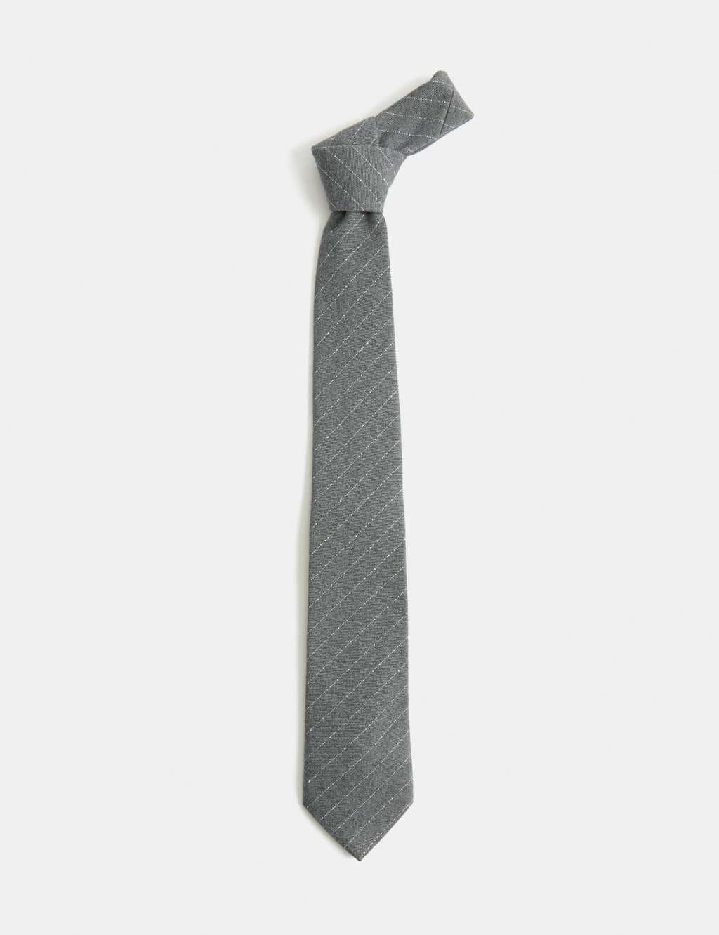 Marks & Spencer M&S Thin Stripe Stretch Tie Grey