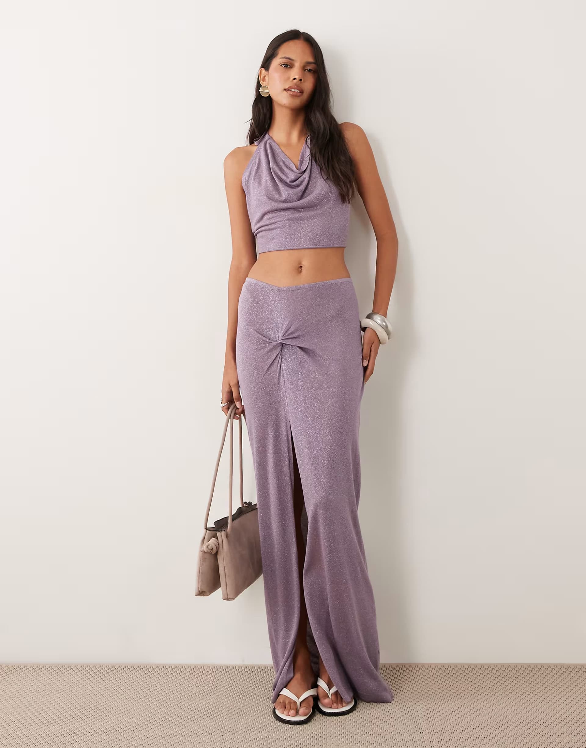 ASOS Miss Selfridge glitter knit lilac