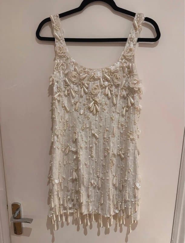 ASOS Sold Out £250 Asos pearl encrusted embellished beaded mini wedding dress in ivory