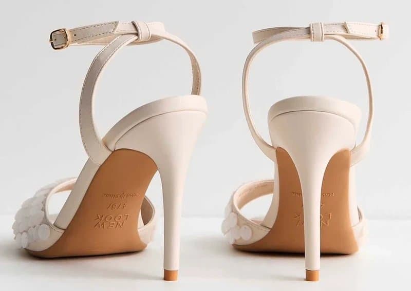 New Look New look White Faux Leather Sequinned Stiletto Sandals size 5