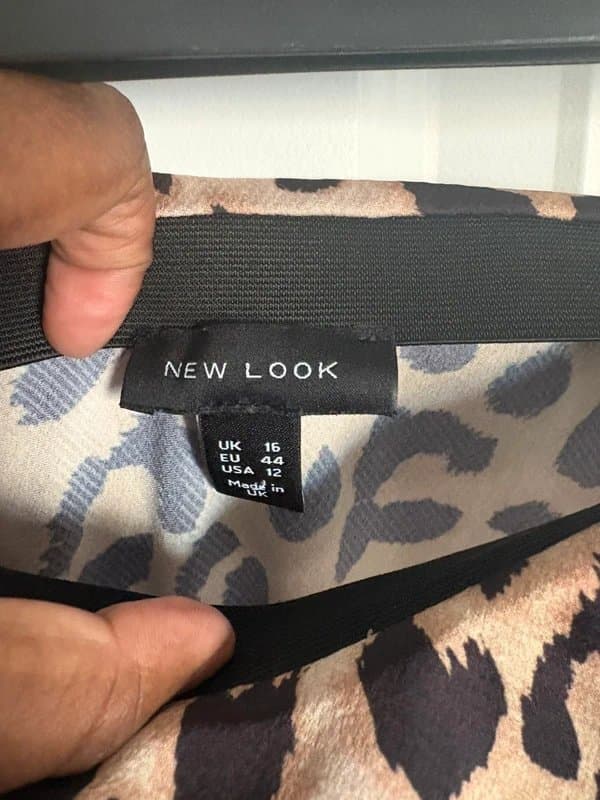 New Look Satin leopard midi skirt uk16