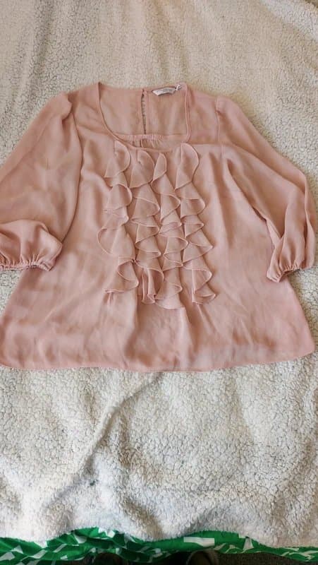 New Look New Look Pink Ruffle Front Blouse - Romantic Boho Coquette Style - Size 12