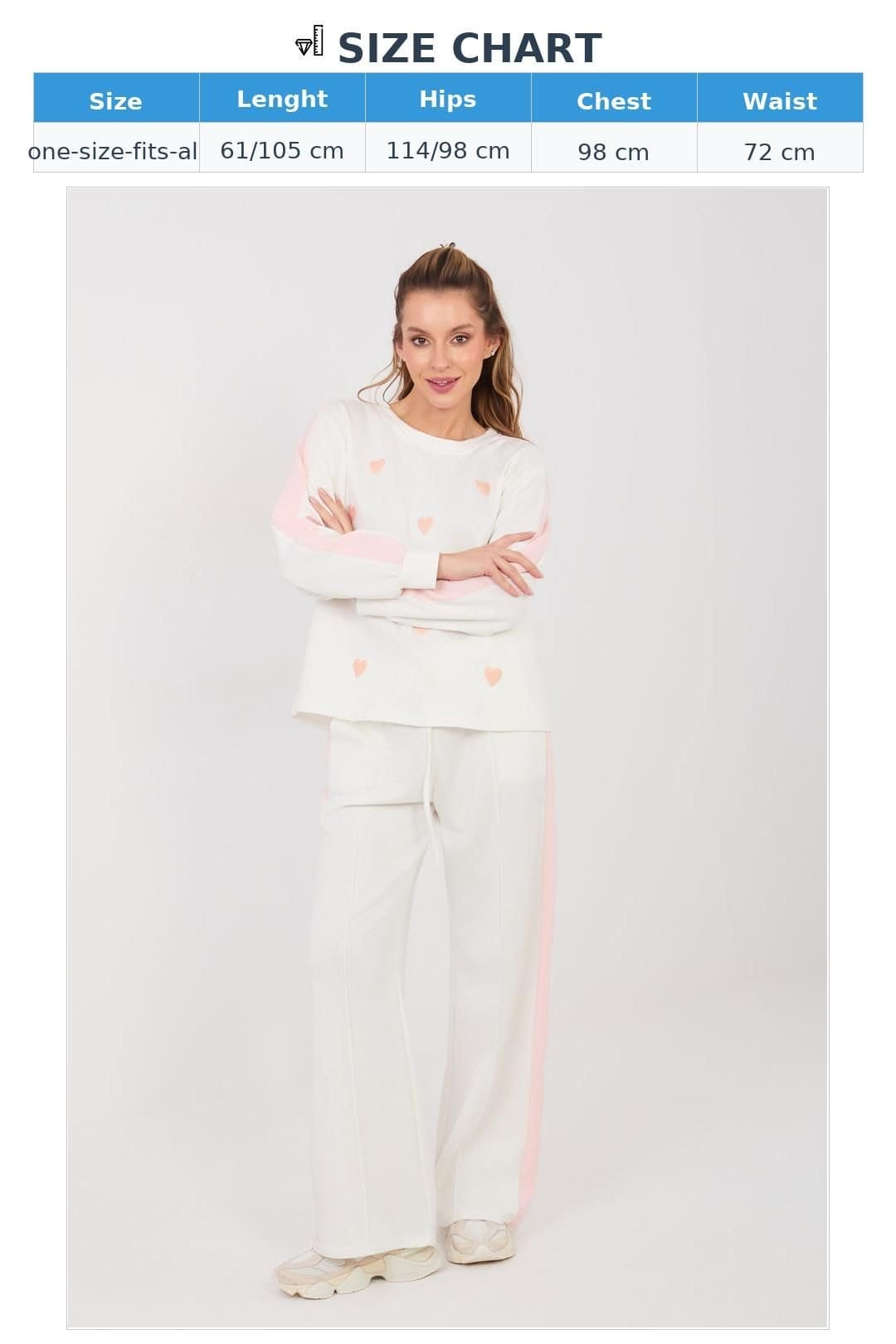 Love Lace Love Lace Women's Stripe Heart Soft Touch Tracksuit Set in White - 4