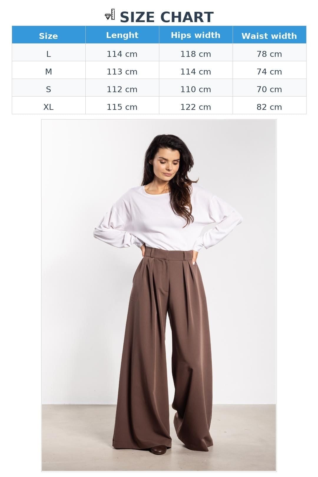 Love Lace Love Lace Women's High Waist Flared Wide Leg Trousers with Pockets in Brown - 4