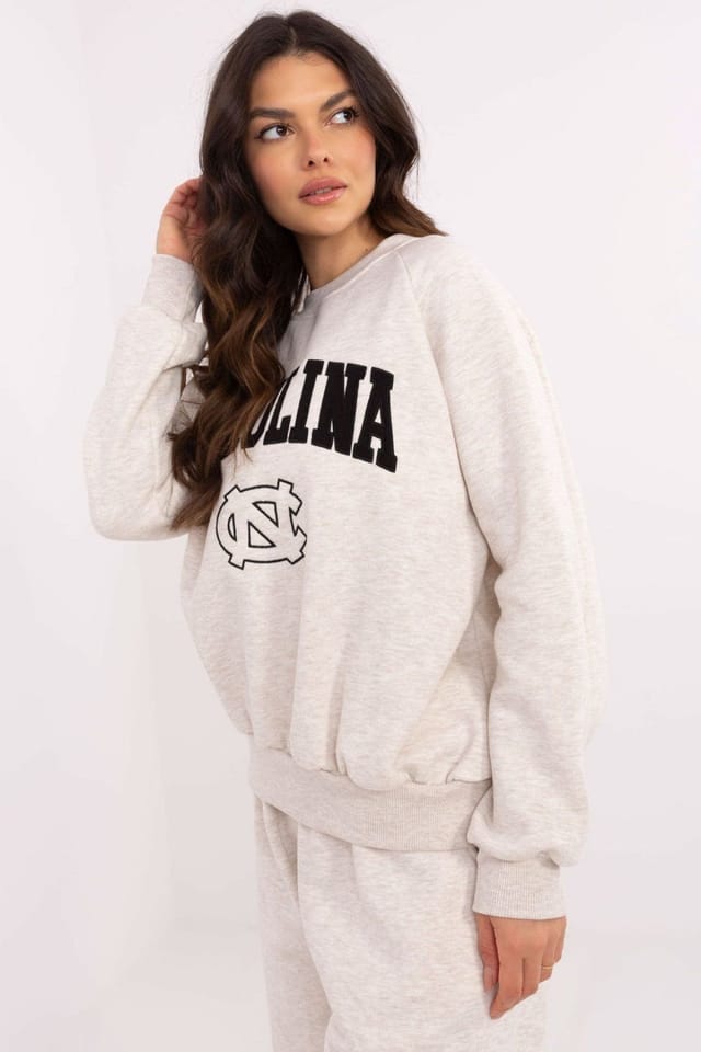 Love Lace Love Lace Women's Everyday Cotton Crew Sweatshirt with Patch in Beige - 3