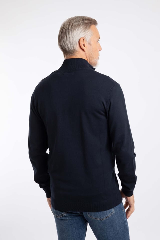 Weird Fish Weird Fish Men's Blaine Fine Knit 1/4 Zip Jumper in Midnight - 3
