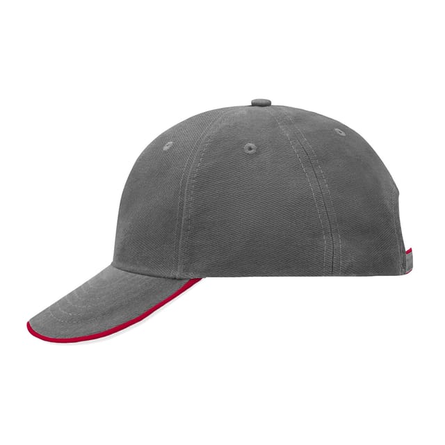 Myrtle Beach Myrtle Beach Men's 6 Panel Double Sandwich Peak Cap in Dark Grey - 3