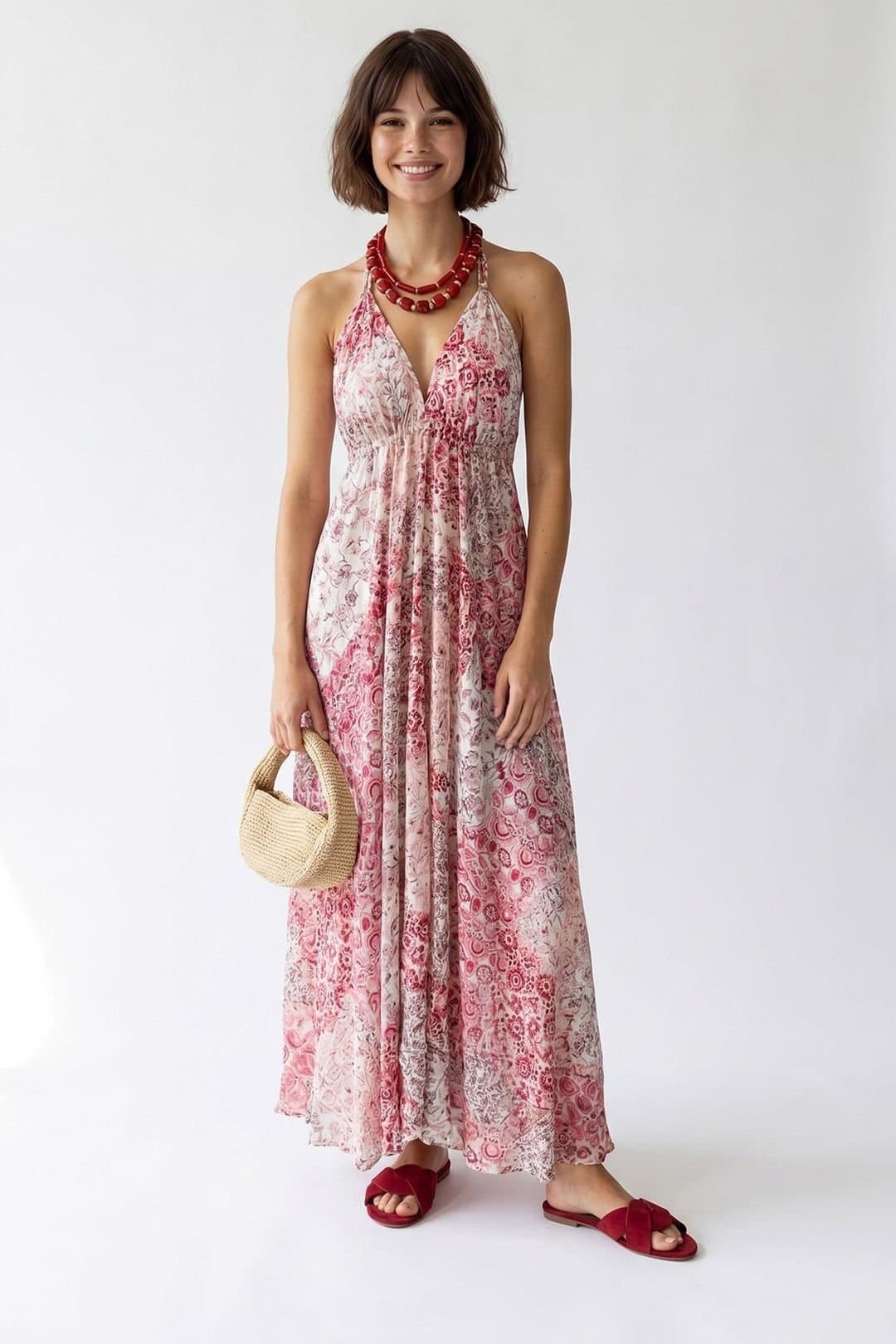 MixRay MixRay Women's Paisley Halter Maxi Dress