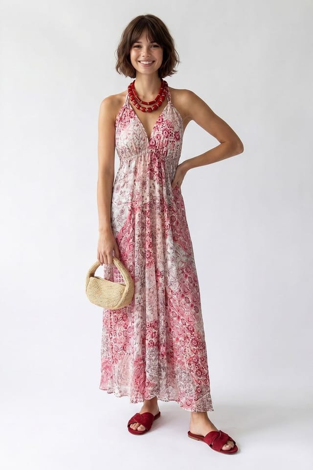 MixRay MixRay Women's Paisley Halter Maxi Dress - 2