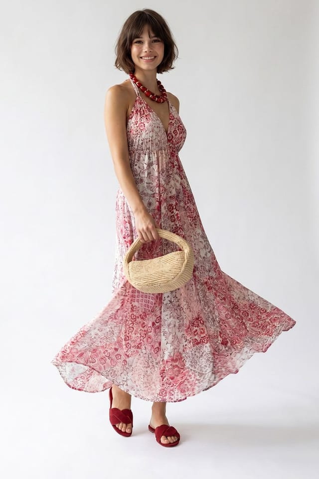 MixRay MixRay Women's Paisley Halter Maxi Dress - 3