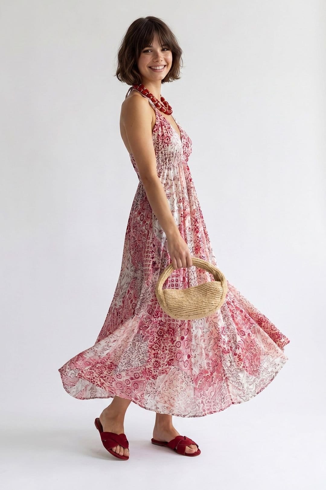 MixRay MixRay Women's Paisley Halter Maxi Dress - 4