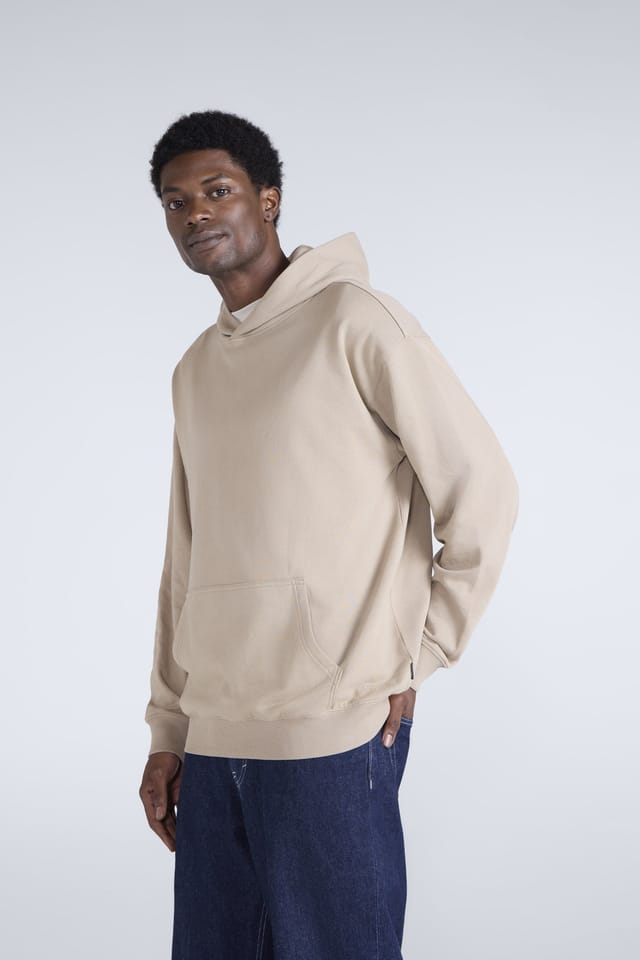 Animal Animal Men's 'Icon' Logo Print Kangaroo Pocket Cotton Snug Fit Drop Shoulder Hoody in Light Beige - 2