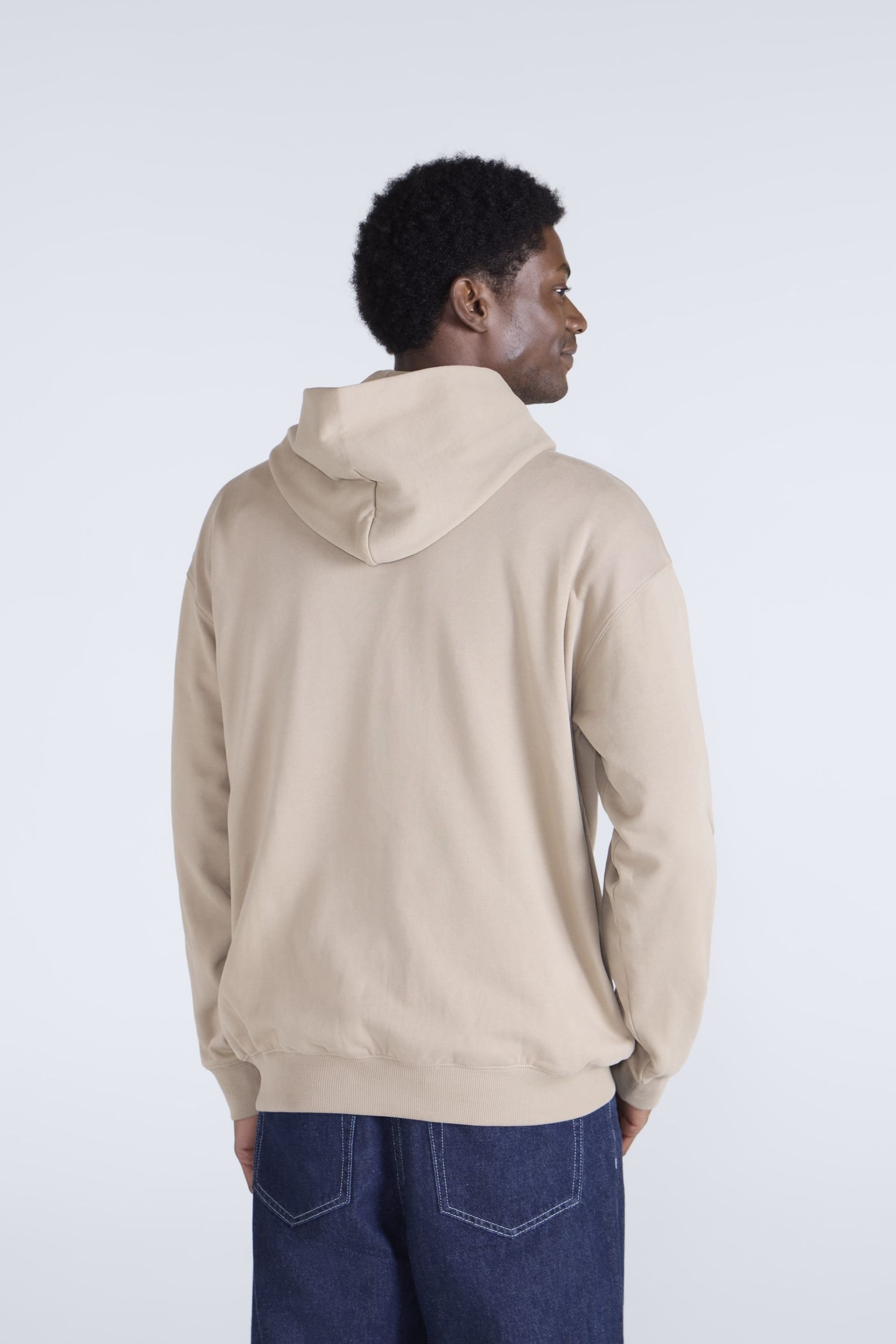 Animal Animal Men's 'Icon' Logo Print Kangaroo Pocket Cotton Snug Fit Drop Shoulder Hoody in Light Beige - 4