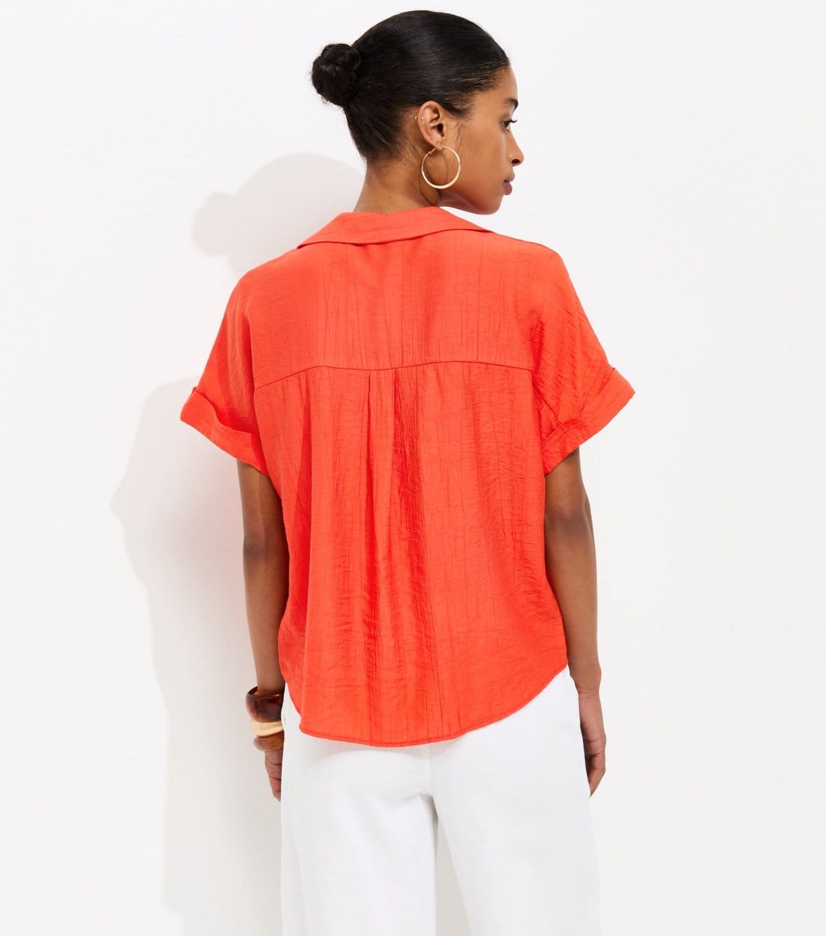New Look Women's Bright Red Crinkled Short Sleeve Shirt New Look - 4