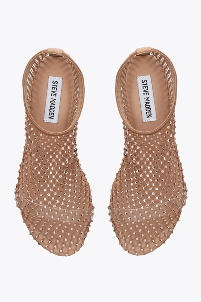 Steve Madden STEVE MADDEN Women's 'Mino Blush Rhinestone' Fabric Flats in Tan - 2