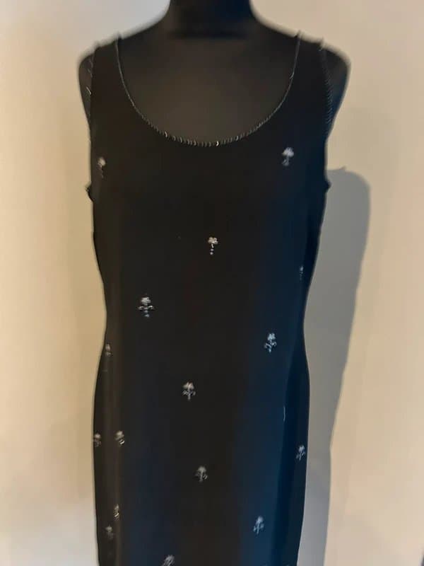Next Next vintage black beaded chiffon midi dress 14 (ref v68) cruise wedding