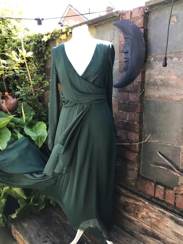 ASOS Design Asos design size  14 dark green chiffon dress prom wedding baby shower