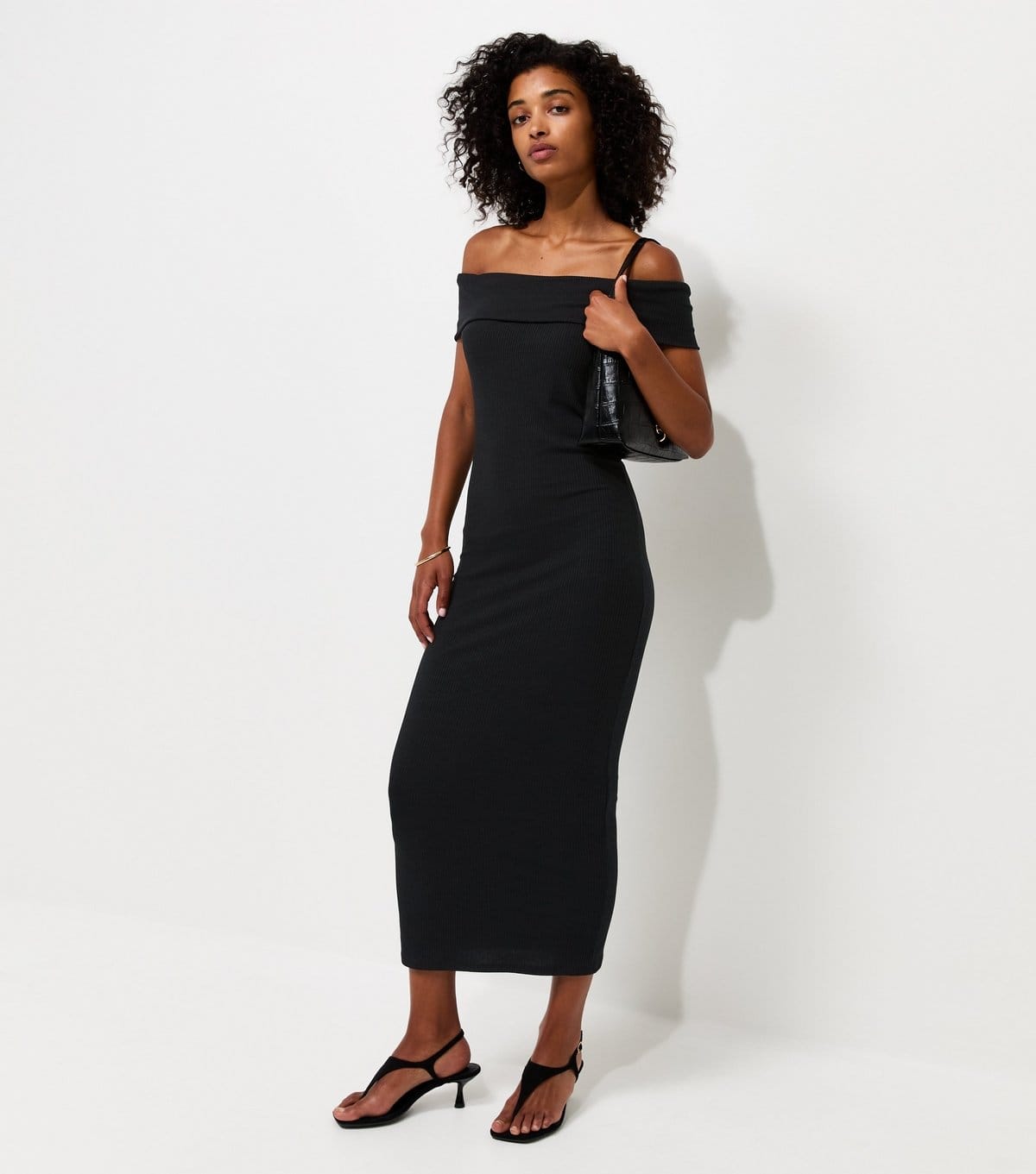 New Look Women's Black Off Shoulder Bardot Midi Dress New Look - 1