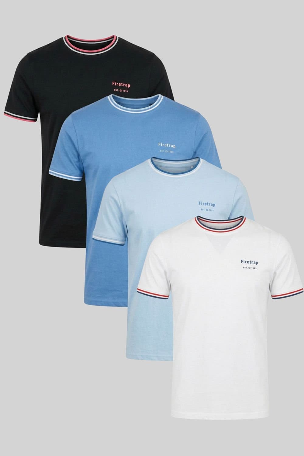 Firetrap Firetrap Men's 4 Pack Regular Fit Cotton Crew T-Shirts