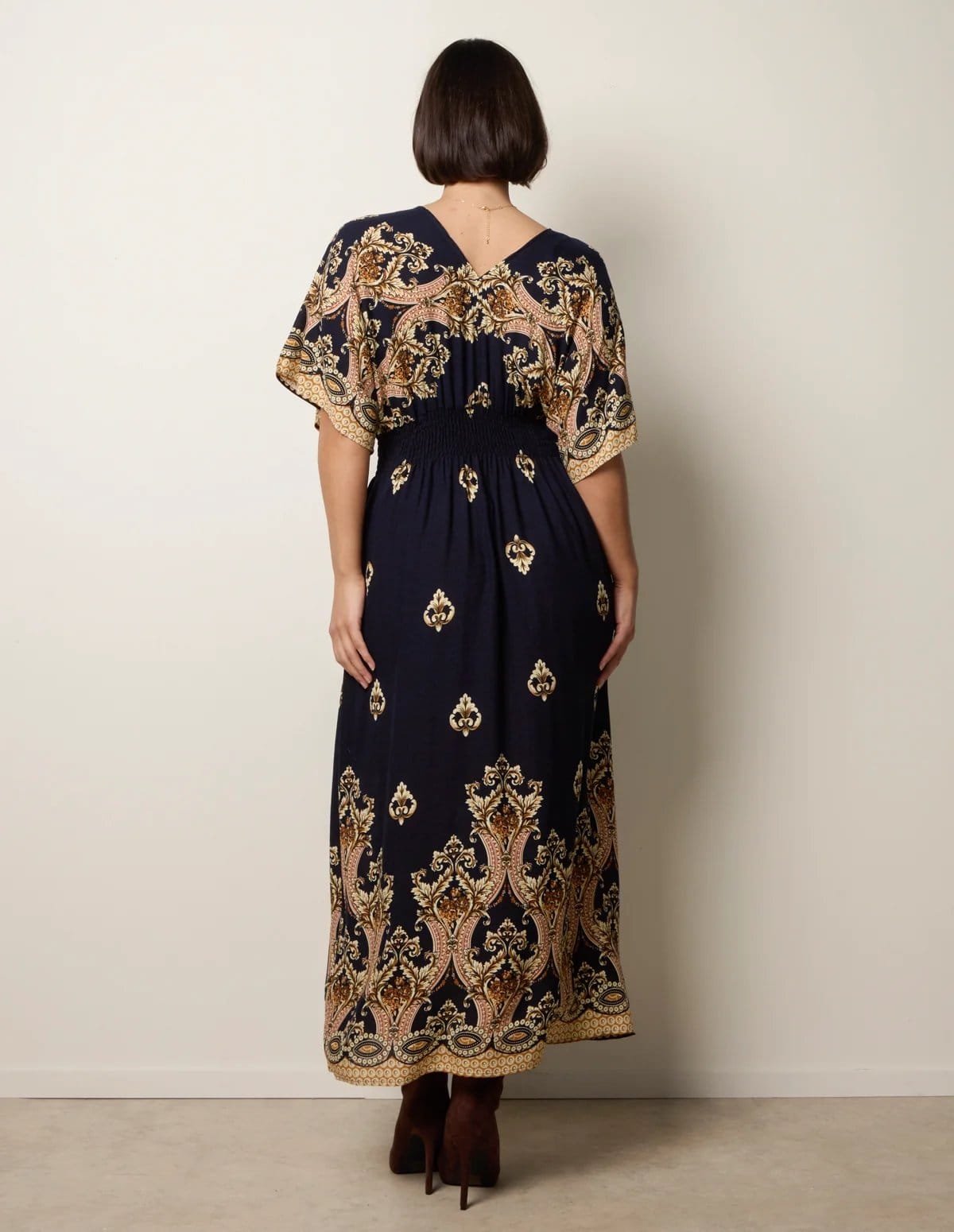 Blue Vanilla Border Print Kimono Dress - 4