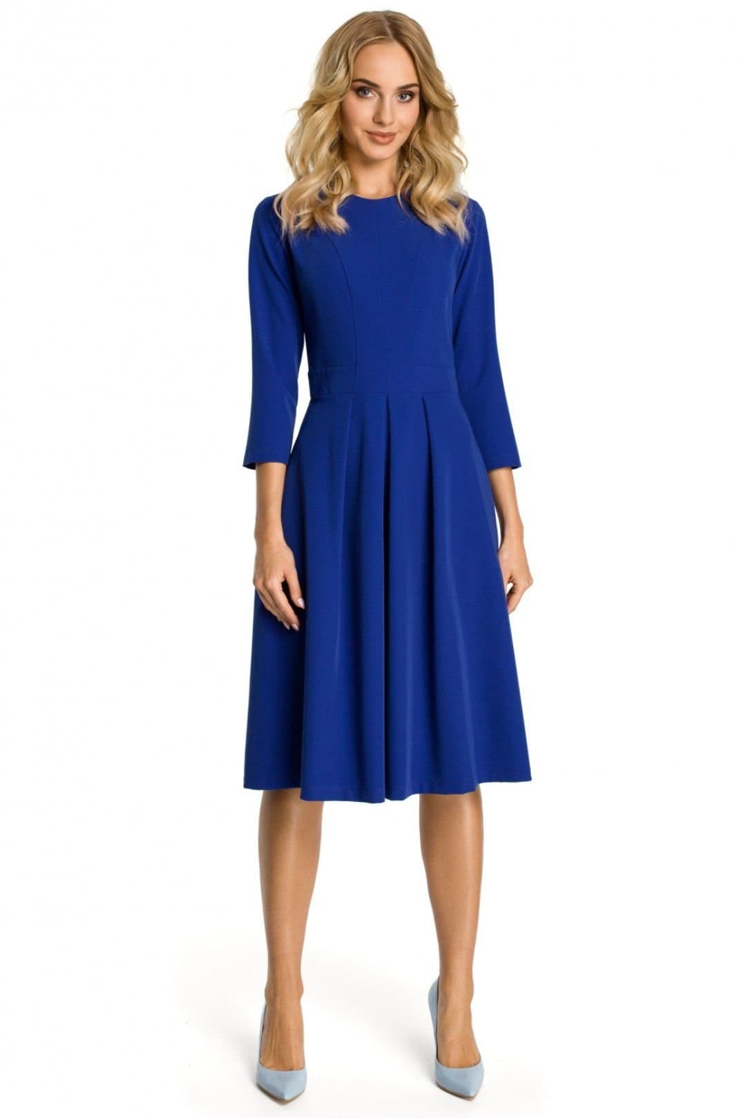 Love Lace Love Lace Women's Waist Cinching 3/4 sleeves Dress in Blue